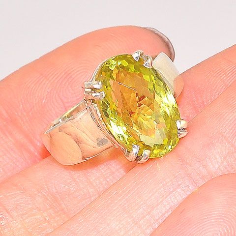 Sterling Silver 5-Carat Citrine Oval Faceted Ring