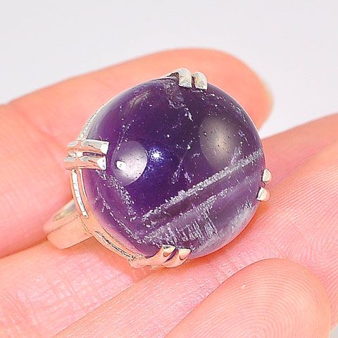 Sterling Silver Amethyst Round Four Prong Ring