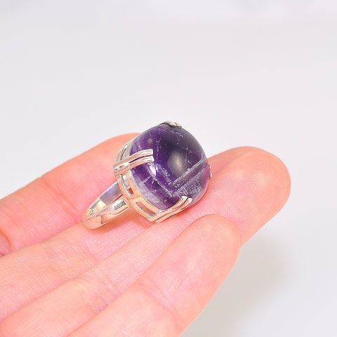 Sterling Silver Amethyst Round Four Prong Ring