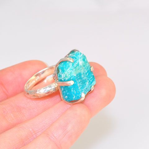 Sterling Silver Rough Amazonite Ring