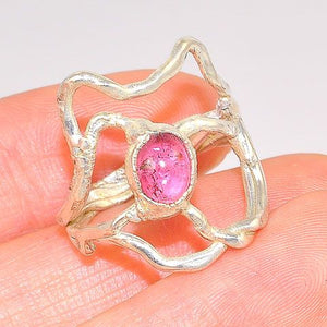 .999 Fine Silver Pink Tourmaline Ring
