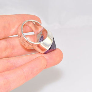 Sterling Silver Amethyst Crystal Ring