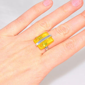 Sterling Silver Baltic Butterscotch Amber Rectangle Ring