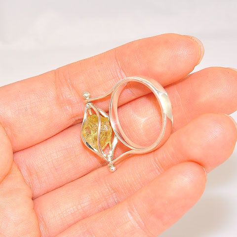 Sterling Silver Apatite Crystal Cage Rotating Ring