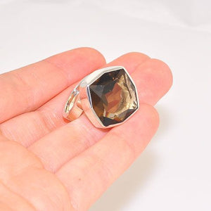 Sterling Silver Smoky Quartz Faceted Ring