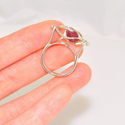 Sterling Silver Ruby Cage Ring