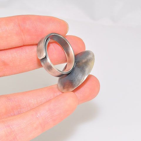 Oxidized Sterling Silver Pearl Medallion Ring