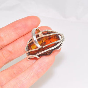 Sterling Silver Baltic Honey Amber Wire Wrap Ring