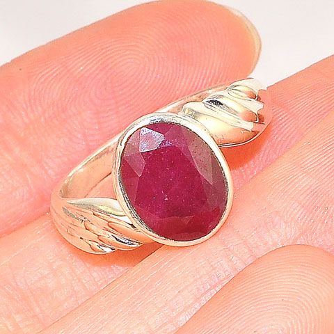 Sterling Silver Ruby Oval Ring