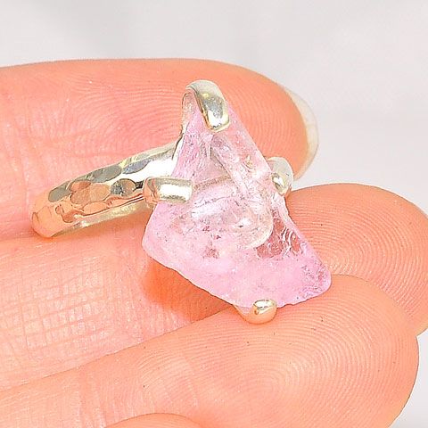 Sterling Silver Rough Rose Quartz Ring