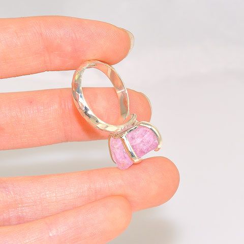 Sterling Silver Rough Rose Quartz Ring