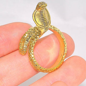 22K Gold Over Brass Cobra Snake Ring