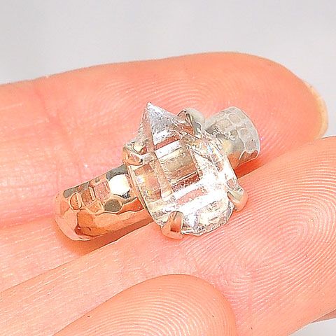 Sterling Silver Clear Quartz Teardrop Ring