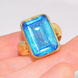 Charles Albert Alchemia Blue Topaz Rectangle Ring