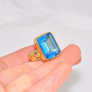 Charles Albert Alchemia Blue Topaz Rectangle Ring