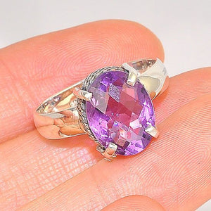 Sterling Silver Amethyst Oval Ring