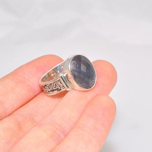 Sterling Silver Sprinkle Band Smokey Quartz Oval Ring