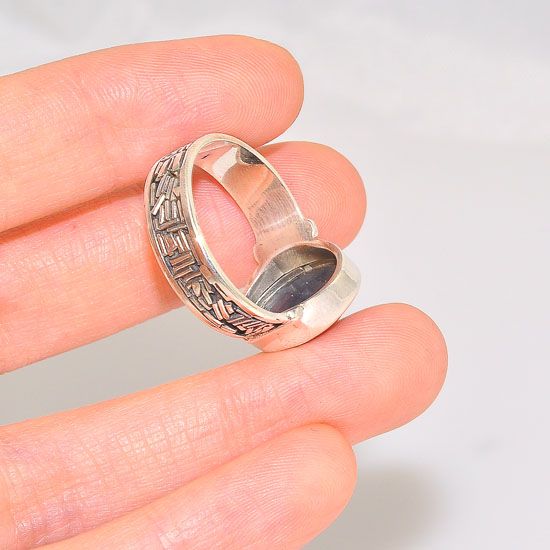 Sterling Silver Sprinkle Band Smokey Quartz Oval Ring