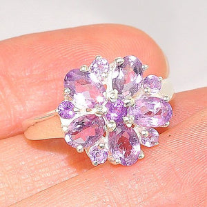 Sterling Silver India Whimsical Amethyst Small Flower Ring