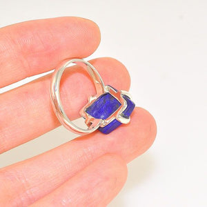 Sterling Silver Diamond Shaped Lapis Lazuli Faceted Ring