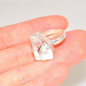 Sterling Silver Rutilated Quartz Geometric Shape Ring