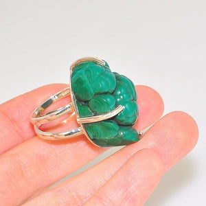 Sterling Silver Malachite Nugget Cluster Rock Ring