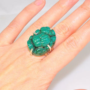 Sterling Silver Malachite Nugget Cluster Rock Ring