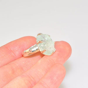 Sterling Silver Aquamarine Crystal Nugget Ring