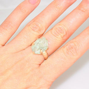 Sterling Silver Aquamarine Crystal Nugget Ring