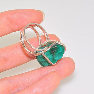 Sterling Silver Malachite Nugget Cluster Rock Ring