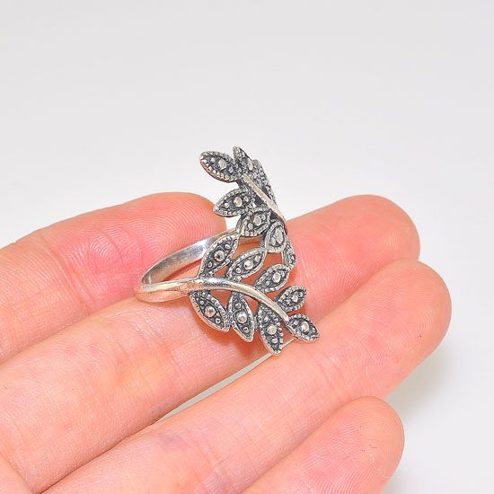 Sterling Silver Carved Duo Italian Grape Leaf Design Ring
