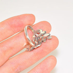Sterling Silver Carved Duo Italian Grape Leaf Design Ring