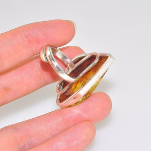 Sterling Silver Baltic Honey Amber Design Ring