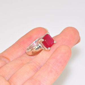 Sterling Silver Sophisticated Ruby Square Cut Ring