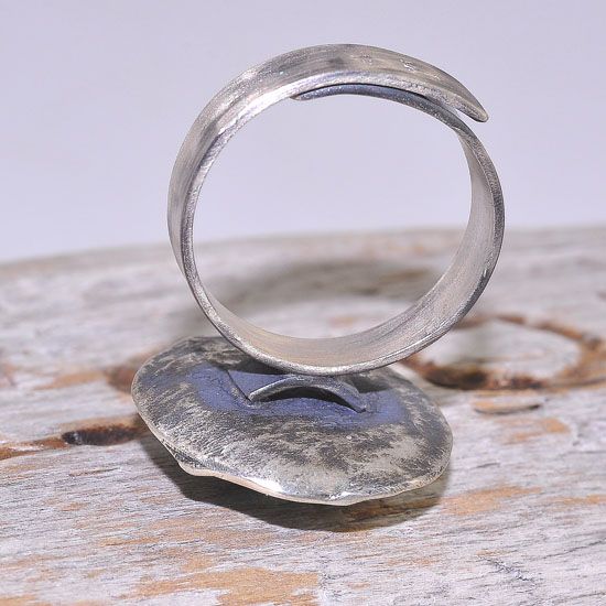Oxidized Sterling Silver Malachite Medallion Ring