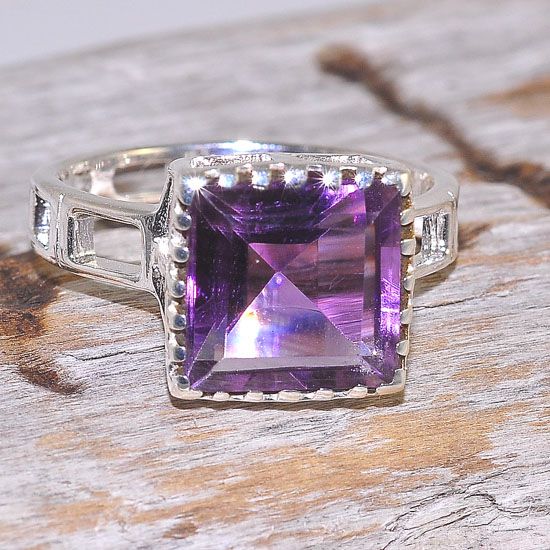 Buy Amethyst Natural Gemstone 925 Sterling Silver Ring For Her(0.9 gm) at  Amazon.in
