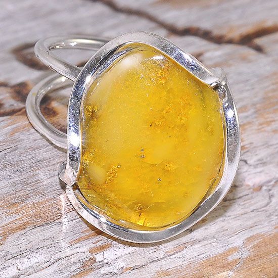 Sterling Silver Baltic Butterscotch Amber Gemstone Ring