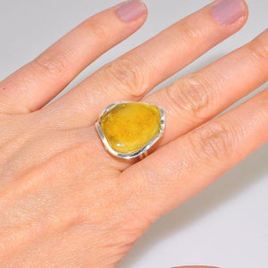 Sterling Silver Baltic Butterscotch Amber Gemstone Ring