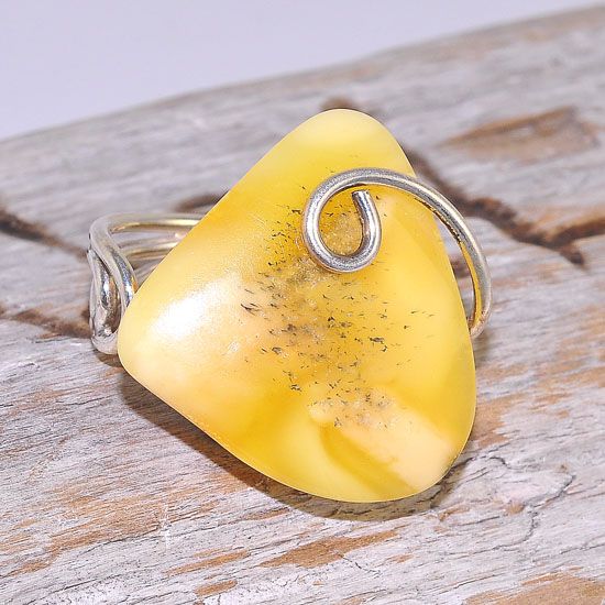 Sterling Silver Baltic Butterscotch Amber Gemstone Ring