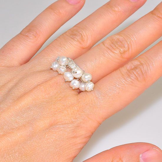 Sterling Silver India Pearl Cluster Design Ring