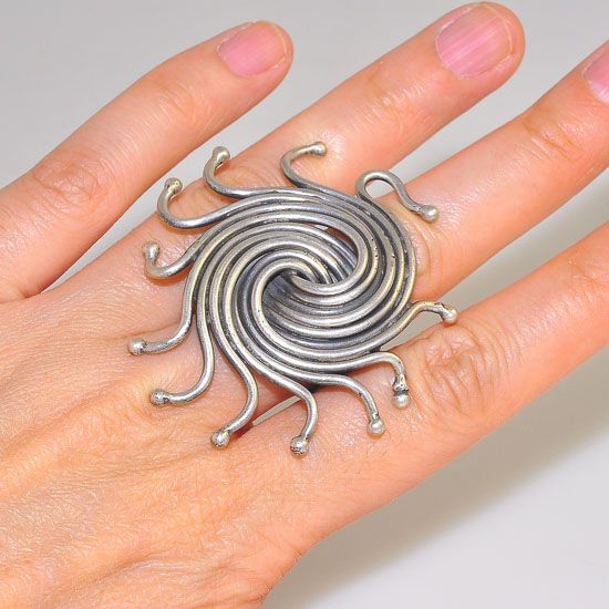 Sterling Silver Tree Roots Swirl Wire Design Ring