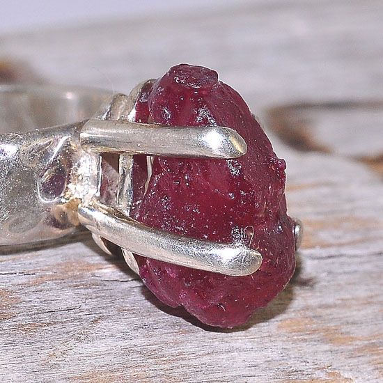 Sterling Silver Radiant Ruby Nugget Ring