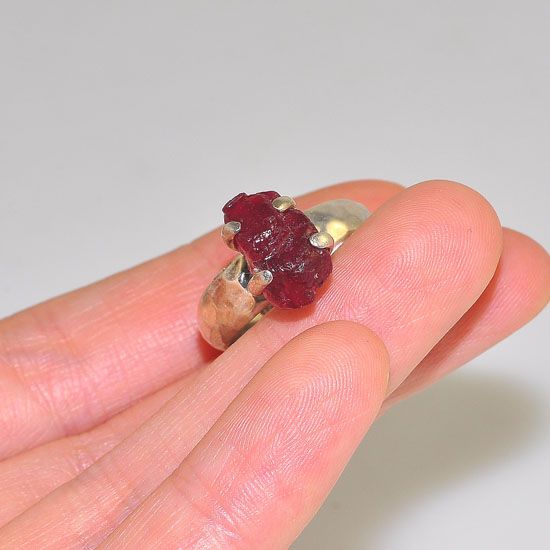 Sterling Silver Radiant Ruby Nugget Ring