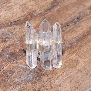 Sterling Silver Clear Quartz Crystal Bar Ring