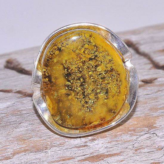 Sterling Silver Baltic Butterscotch Amber Nugget Ring