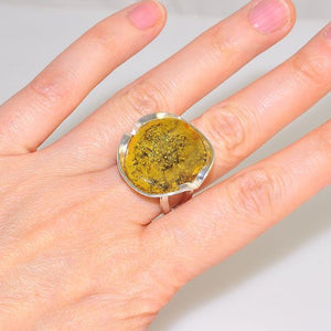 Sterling Silver Baltic Butterscotch Amber Nugget Ring