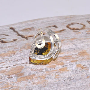 Sterling Silver Baltic Honey Amber Classic Ring