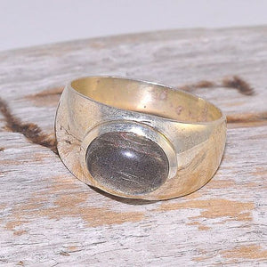 Sterling Silver Labradorite Oval Band Ring