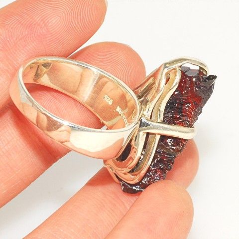 Sterling Silver Garnet Crystal Ring